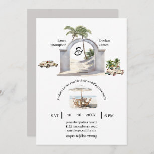 Invitation Balnéaire vintage Palm Tree Boho Beach Mariage