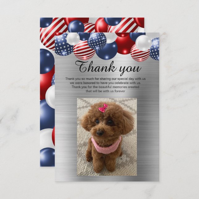 INVITATION BALON PATRITIQUE ARGENTÉ MERCI  (Devant / Derrière)