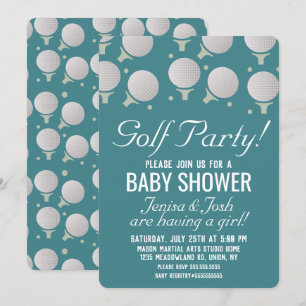 Invitation Bals de golf moderne Baby shower Party Blue