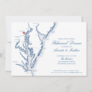 Invitation Baltimore MD Soir de répétition de mariage élégant