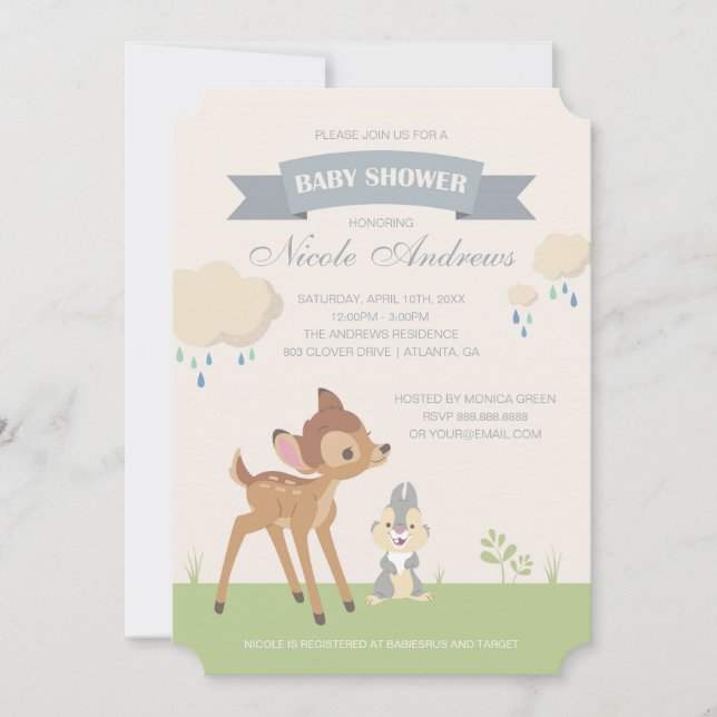 Invitation Bambi | Baby shower neutre (Devant)