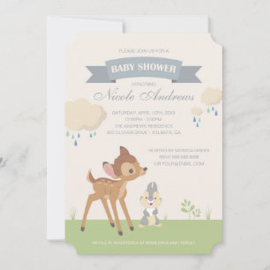 Invitation Bambi Baby shower neutre
