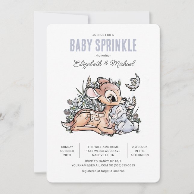 Invitation Bambi Woodland Baby Sprinkle (Devant)