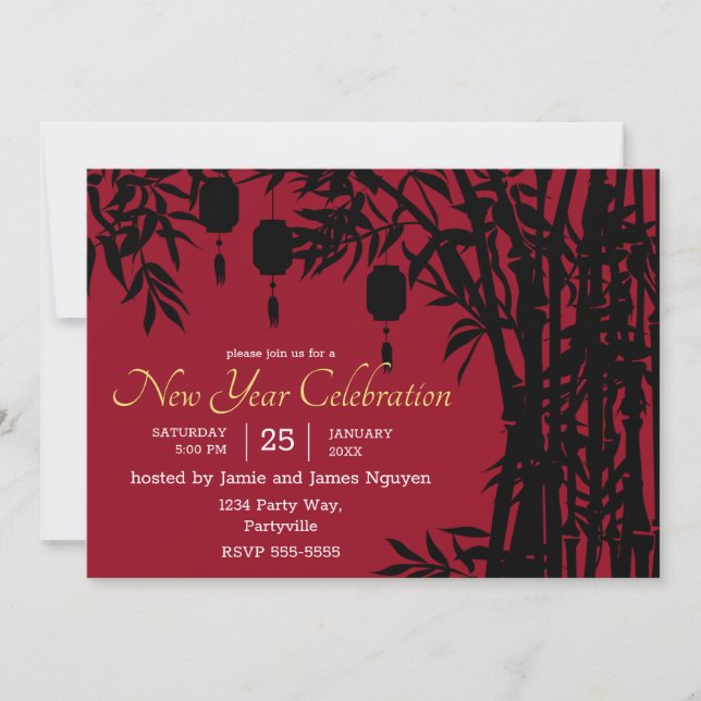 Invitation Bamboo & Lanterns Tet Nouvel An (Devant)