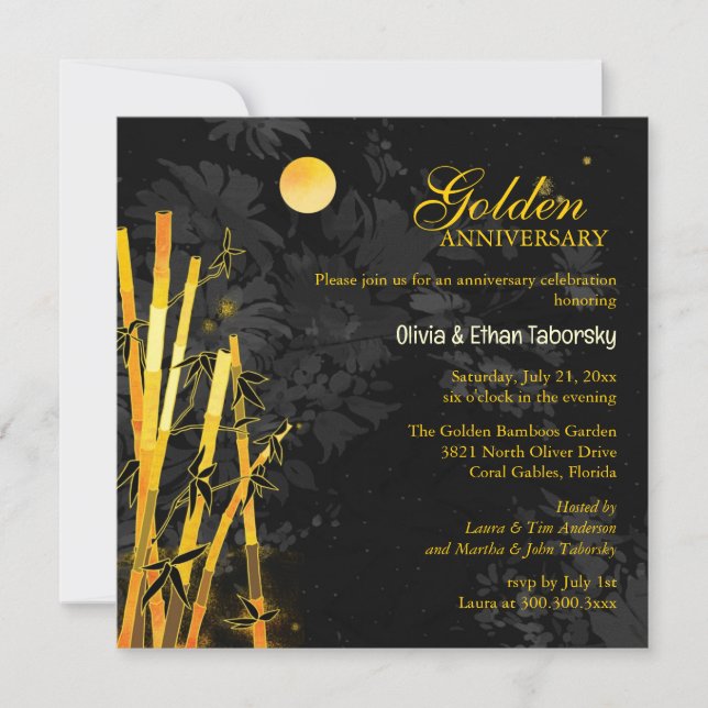 Invitation Bambou d'or 50ème anniversaire de Mariage d'or (Devant)