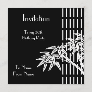 Invitation Bambou Noir Blanc Asiatique