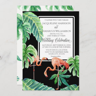Invitation Banana Leaf aquarelle Flamant rose rose Plage Art