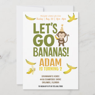 Invitation banane fête d'anniversaire EDITABLE bananes invita