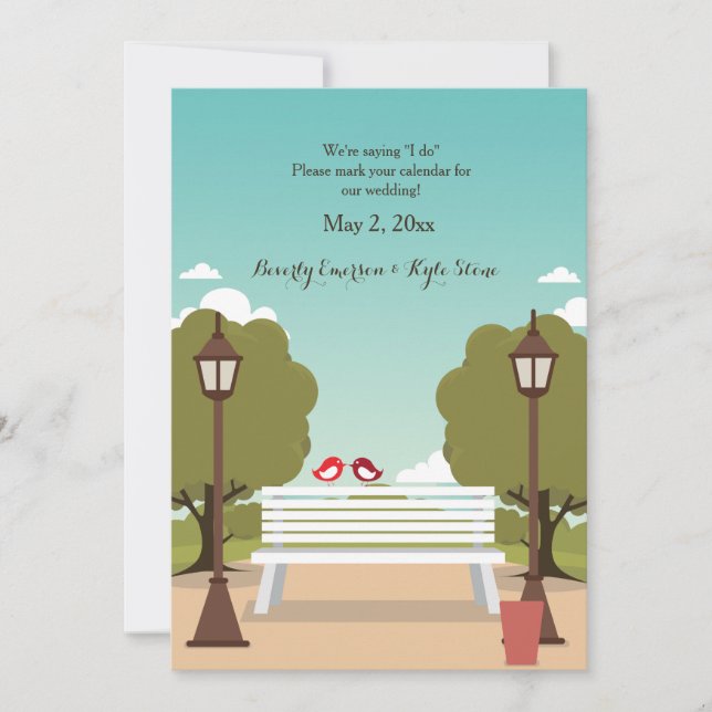 Invitation Banc de parc Enregistrer la date de publication (Devant)