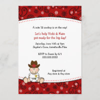 Bandana de rouge d'invitation de baby shower de