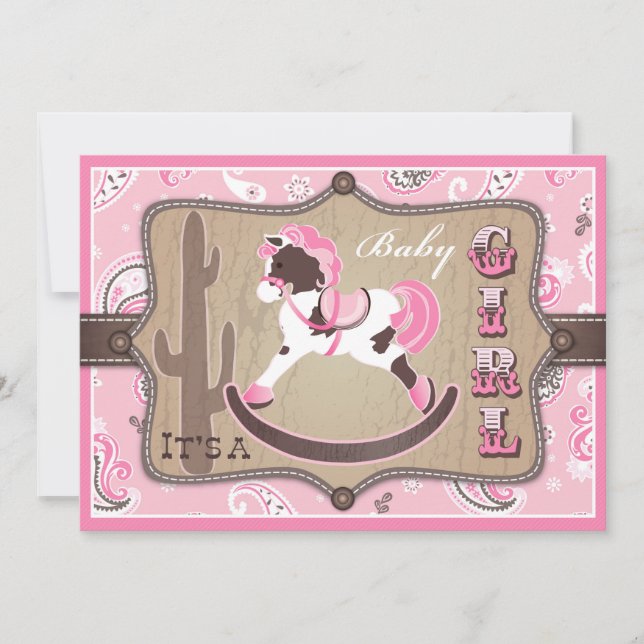 Invitation Bandanna Imprimer & Baby shower Cheval Rocheux Cow (Devant)
