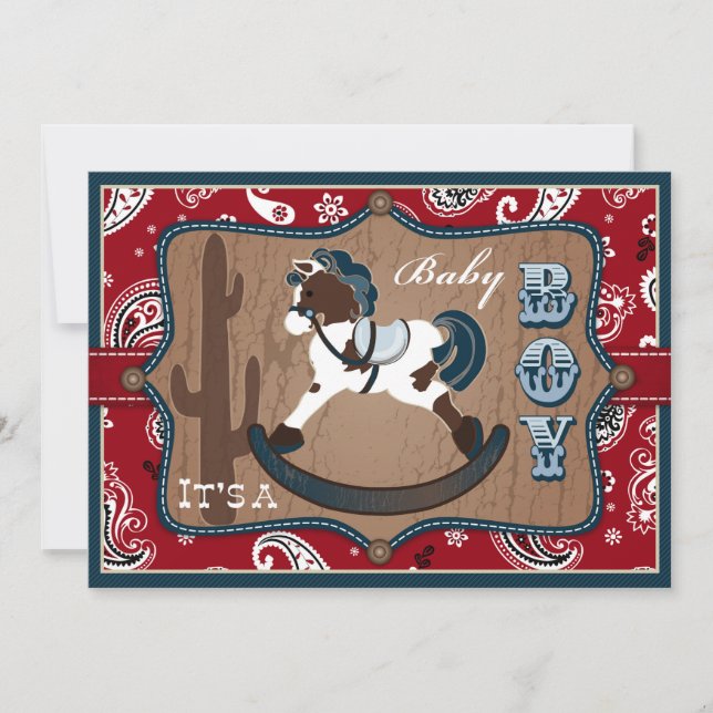 Invitation Bandanna Imprimer et Baby shower de cowboy Cheval  (Devant)