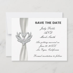 Invitation Bande Bleue Blanc En Argent Swans Enregistrer La C