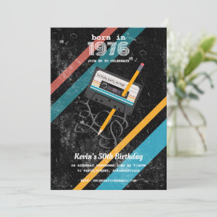 Invitation Bande cassette rétro drôle des années 70 50e anniv