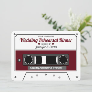 Invitation Bande Cassette Vin Rouge Dîner de Répétition de Ma