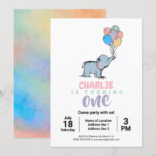 Invitation Bande de ballons dessinés par Elephant Pastel pour