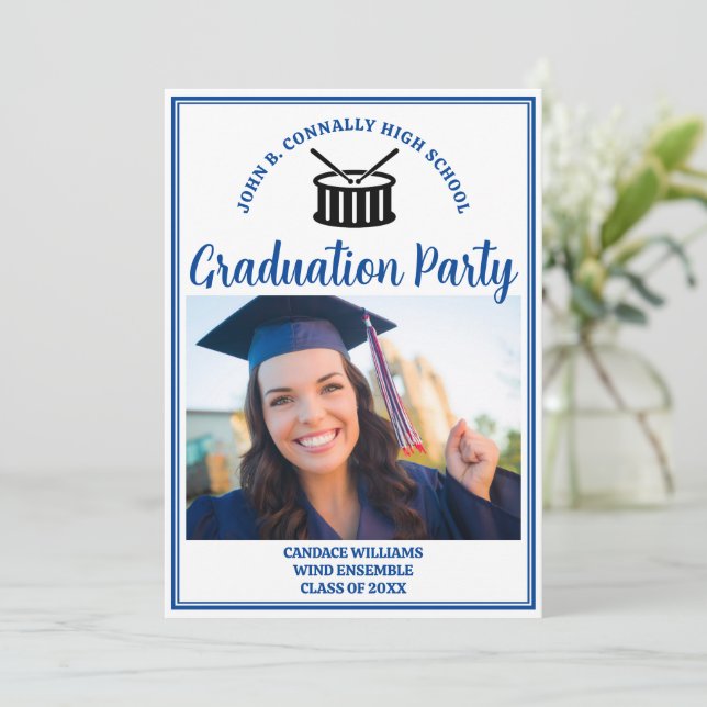 Invitation Bande de Bleu High School Photo Graduation Party (Debout devant)