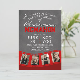 Invitation Bande de film en carton rouge 5 Graduation d'image