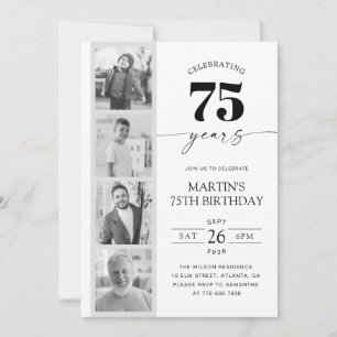 Invitation Bande de film Photo Minimaliste 75e Anniversaire