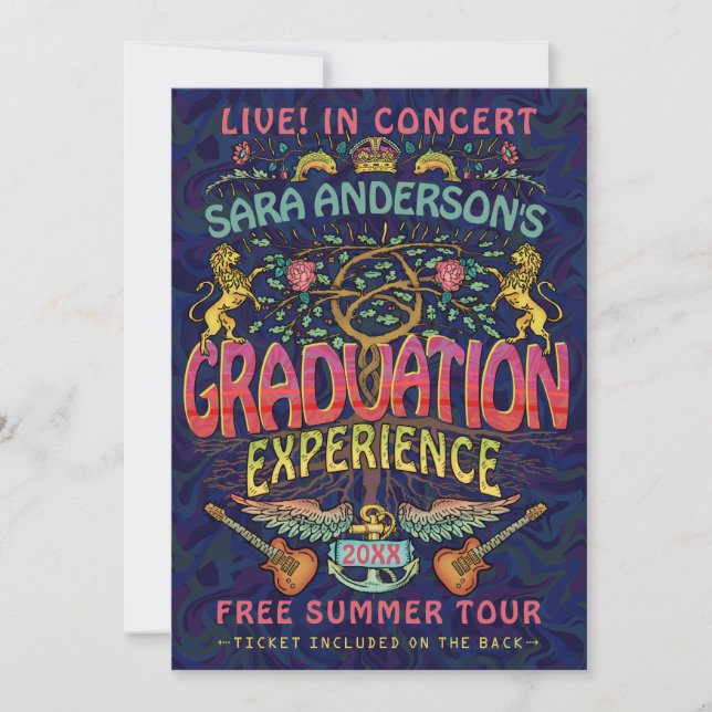 Invitation Bande de graduation Retro les années 70 Concert Th (Devant)