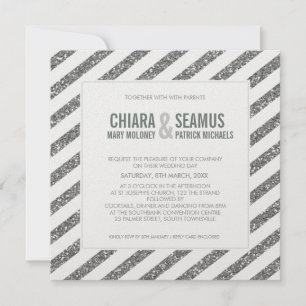 Invitation Bande de parties scintillant MODERNE argent