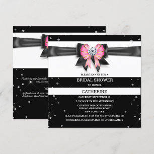 Invitation Bande de parties scintillant noire blanche rose ét