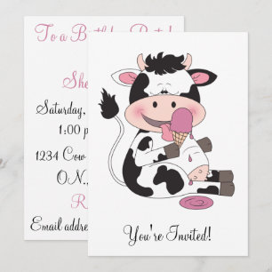 Invitation Bande dessinée mignonne de vache à bébé avec son
