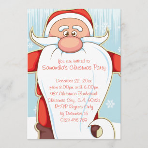 Invitation Bande dessinée mignonne Père Noël avec la longue