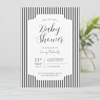 Invitation Bande verticale vintage mince noire et blanche