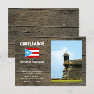 Invitation Bandera Celeste Porto Rico Cumpleanos Invitacion