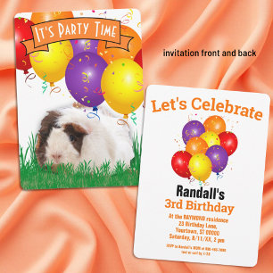 Invitation Banderole Orange pour bébé Guinée Balloons de porc