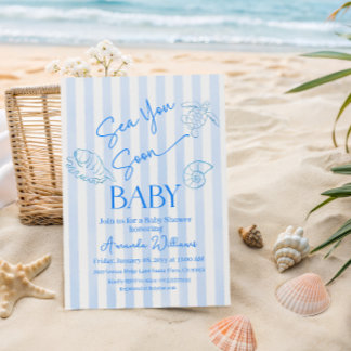 Invitation Bandes bleues côtières garçon à la mer bientôt Bab