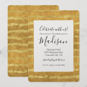 Invitation Bandes brillantes d'or
