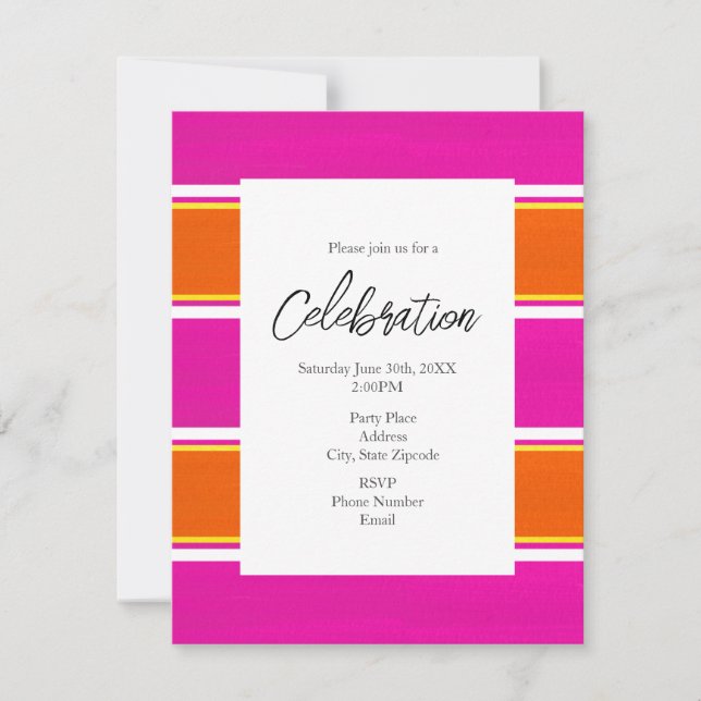 Invitation Bandes de cabane rose chaud (Devant)