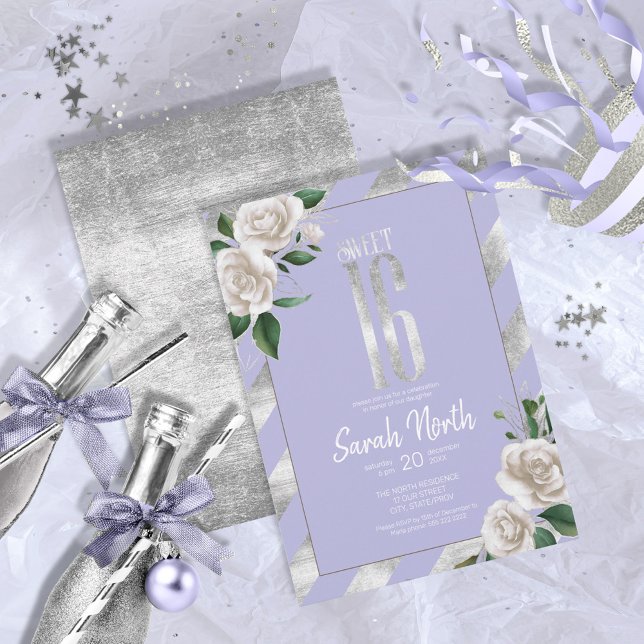 Invitation Bandes d'huile d'argent Lavande florale ID759 (Créateur téléchargé)