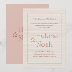 Invitation Bandes d'or minimaliste chic rose mariage moderne