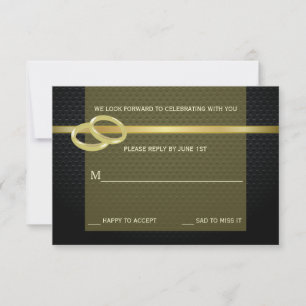 Invitation Bandes Gold Reply Card