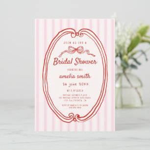 Invitation Bandes roses à la main Douche nuptiale