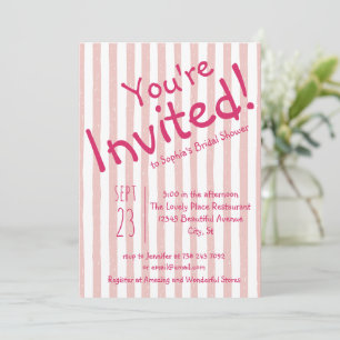 Invitation Bandes roses audacieuses Vous êtes invités à la fê