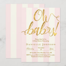 Bandes roses chic et baby shower de feuille d'or