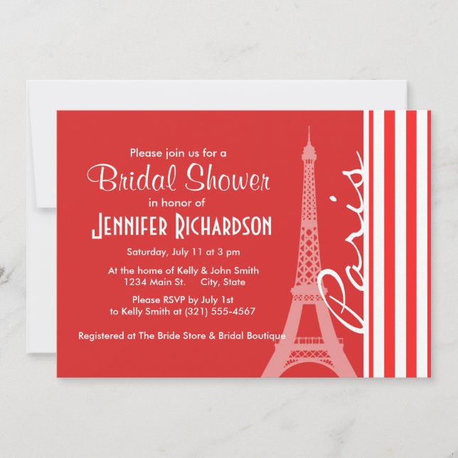 Invitation Bandes rouges et blanches ; Paris (Devant)