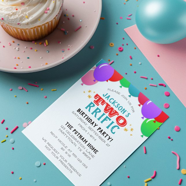 Invitation Bannière Bleu de deux ans du deuxième anniversaire (Créateur téléchargé)