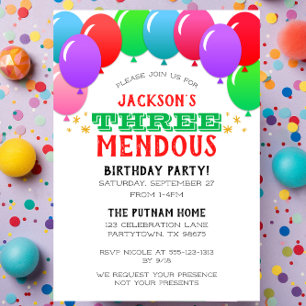 Invitation Bannière de ballons pour un 3ème anniversaire incr
