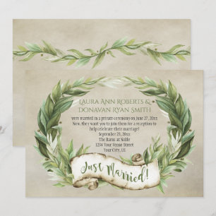 Invitation Bannière de couronne de laurier vintage réception 