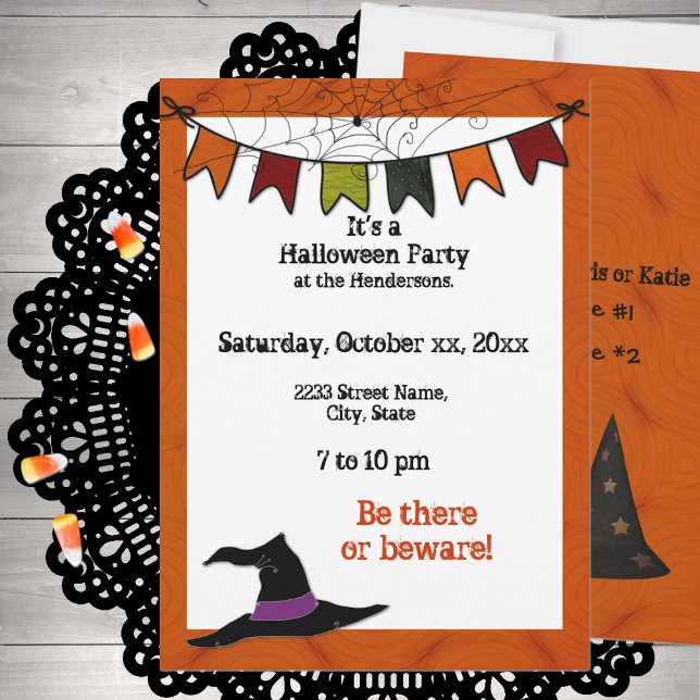 Invitation bannière de la fête d'Halloween Orange (Créateur téléchargé)