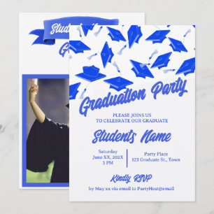 Invitation Bannière de remise des diplômes bleue et blanche P