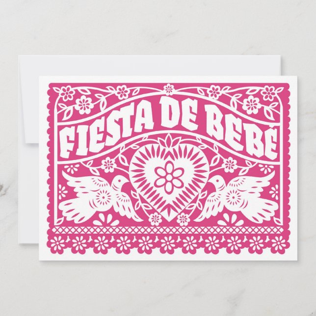 Invitation Bannière d'invitation Fiesta de Bebe Pink Love Bir (Dos)