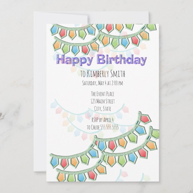 Invitation Bannière joyeuse de Pennant Anniversaire (Devant)