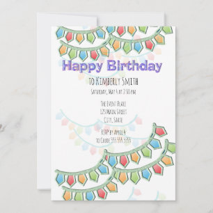 Invitation Bannière joyeuse de Pennant Anniversaire