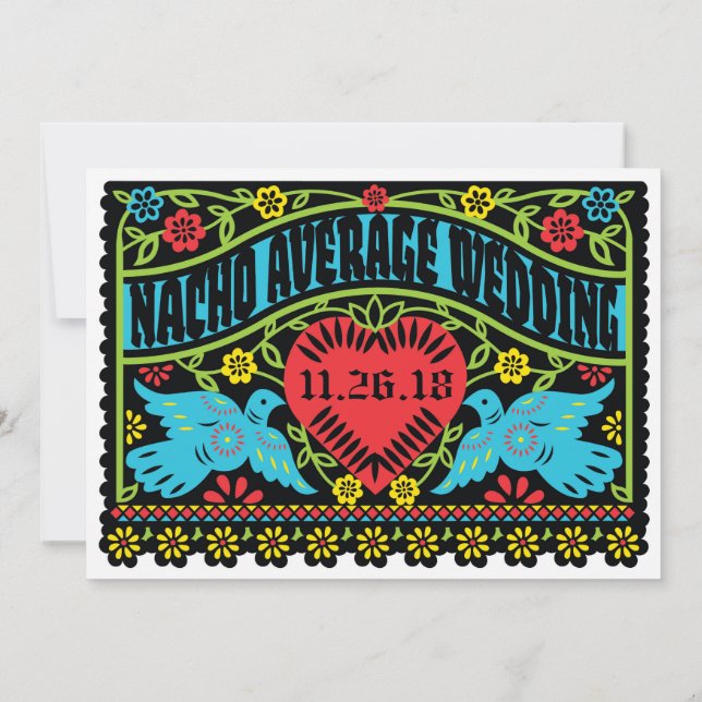 Invitation Bannière Lovebirds Papel Picado personnalisée (Dos)